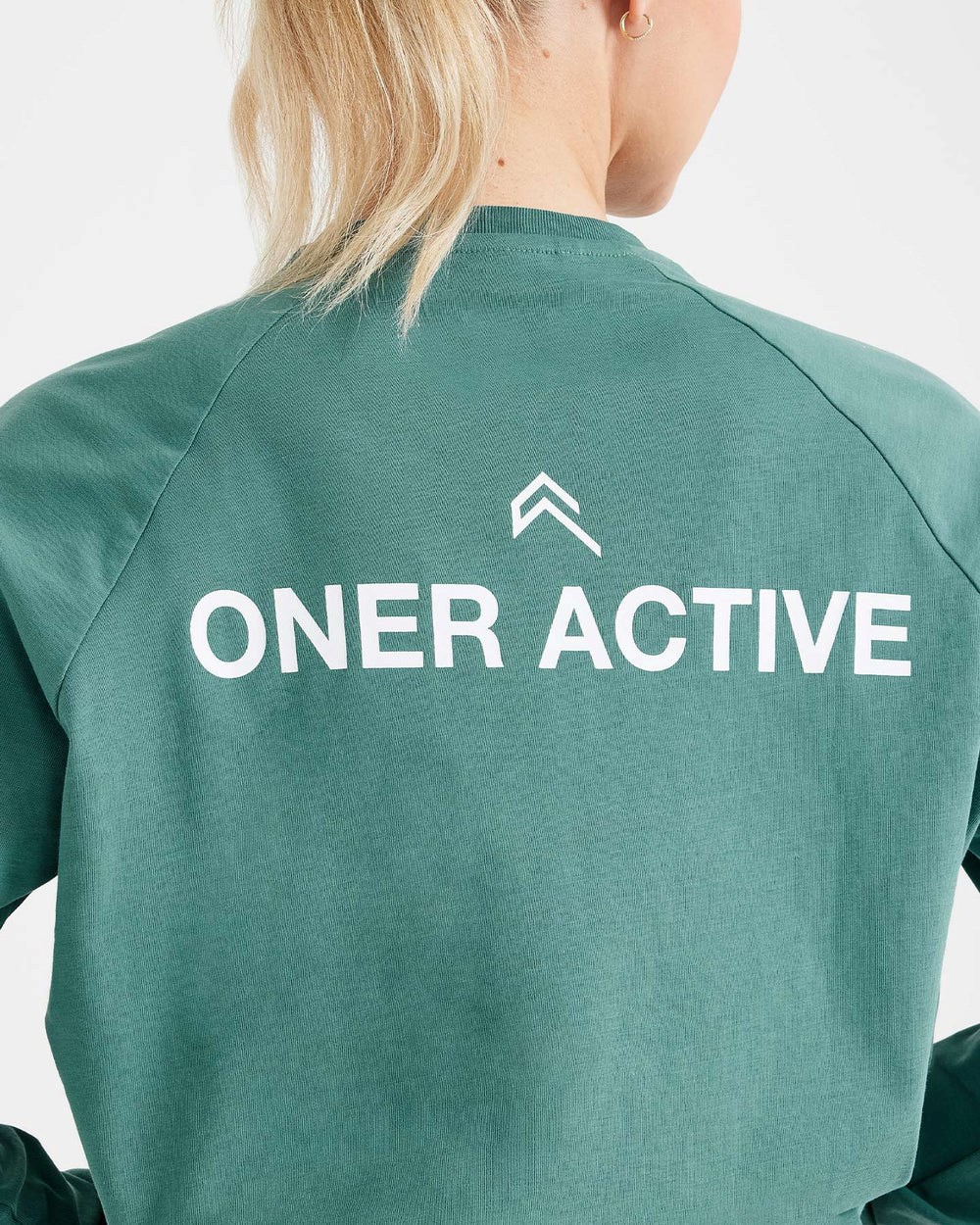 Washed Mineral Green Oner Active Graphic Oversized Long Sleeve Tee | 0431IOWDS