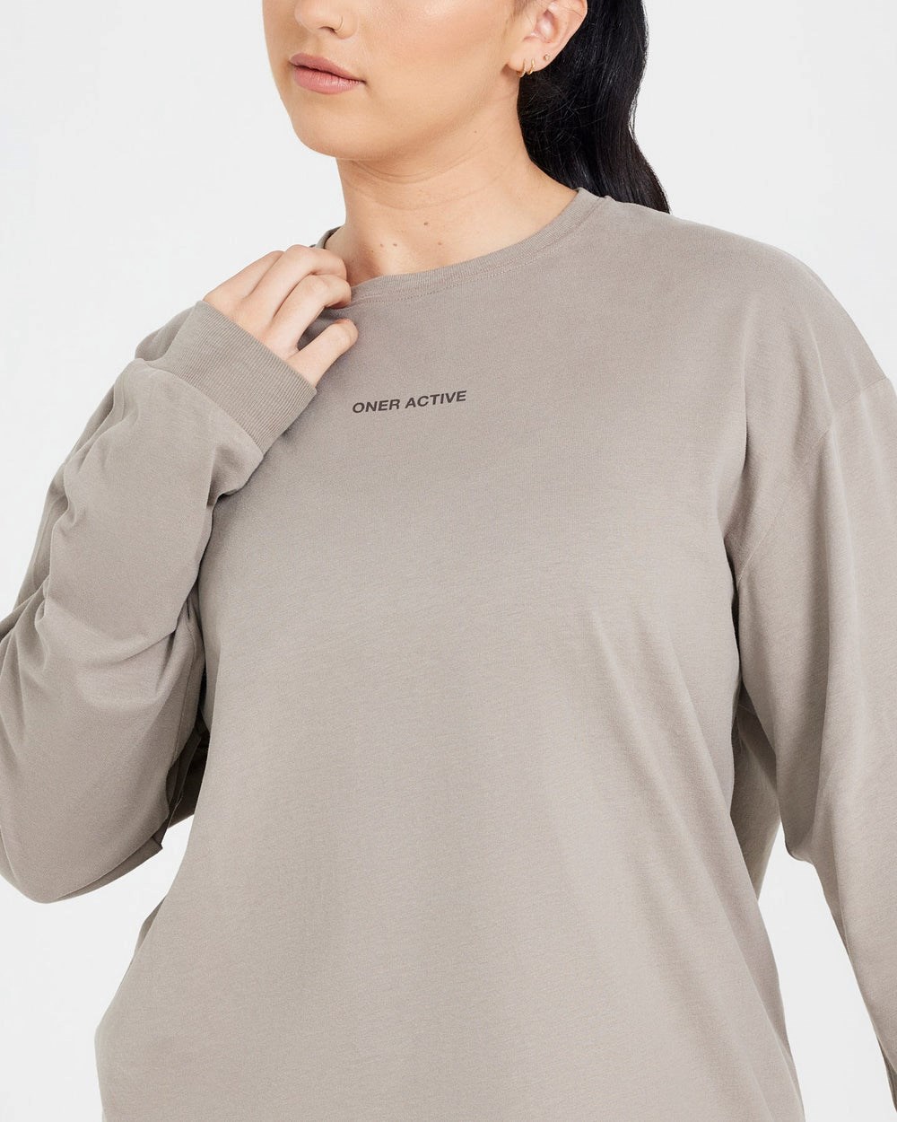 Washed Minky Oner Active Classic Mirror Graphic Oversized Long Sleeve Top | 2105DAXPU