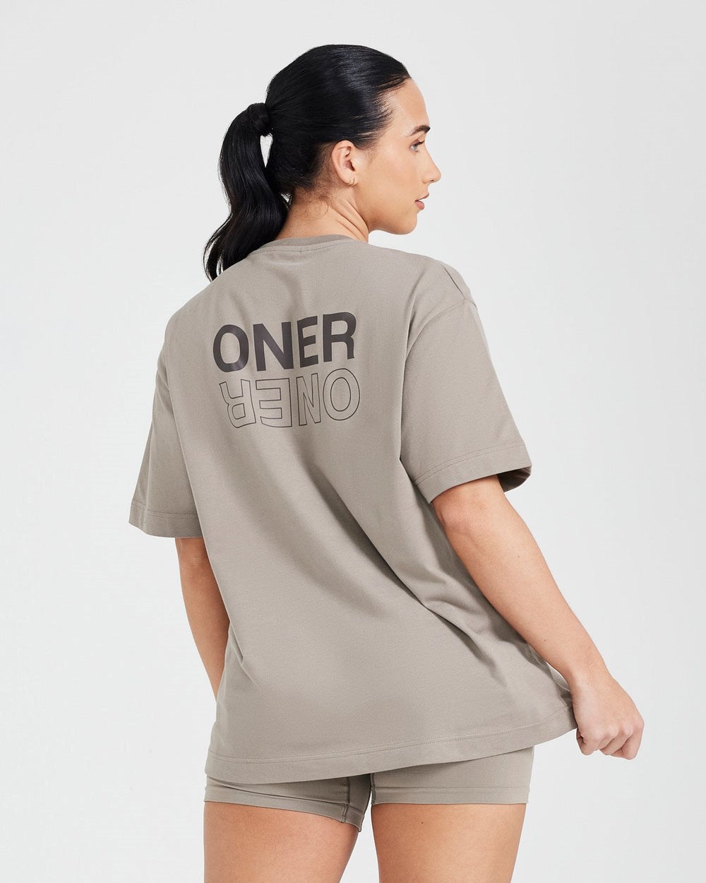 Washed Minky Oner Active Classic Mirror Graphic Oversized T-Shirt | 3907BRPCI