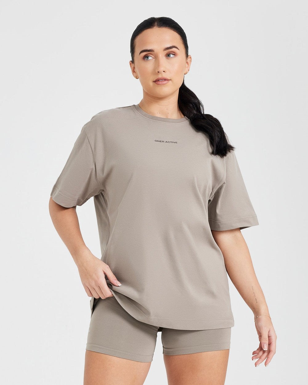 Washed Minky Oner Active Classic Mirror Graphic Oversized T-Shirt | 3907BRPCI