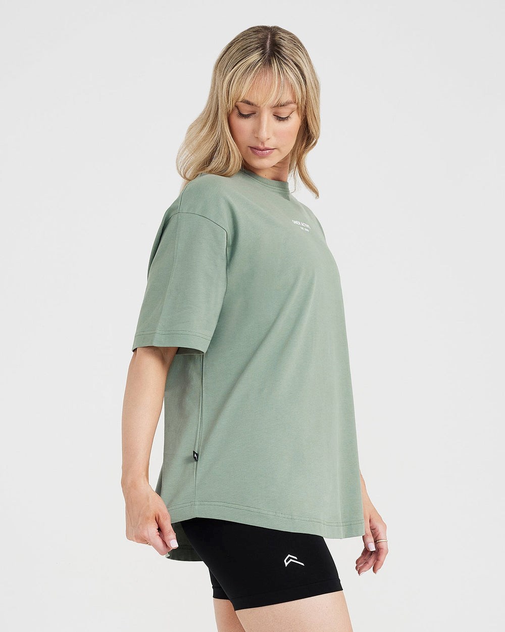 Washed Sage Oner Active Graphic Oversized Short Sleeve Tee | 0936BKWDX