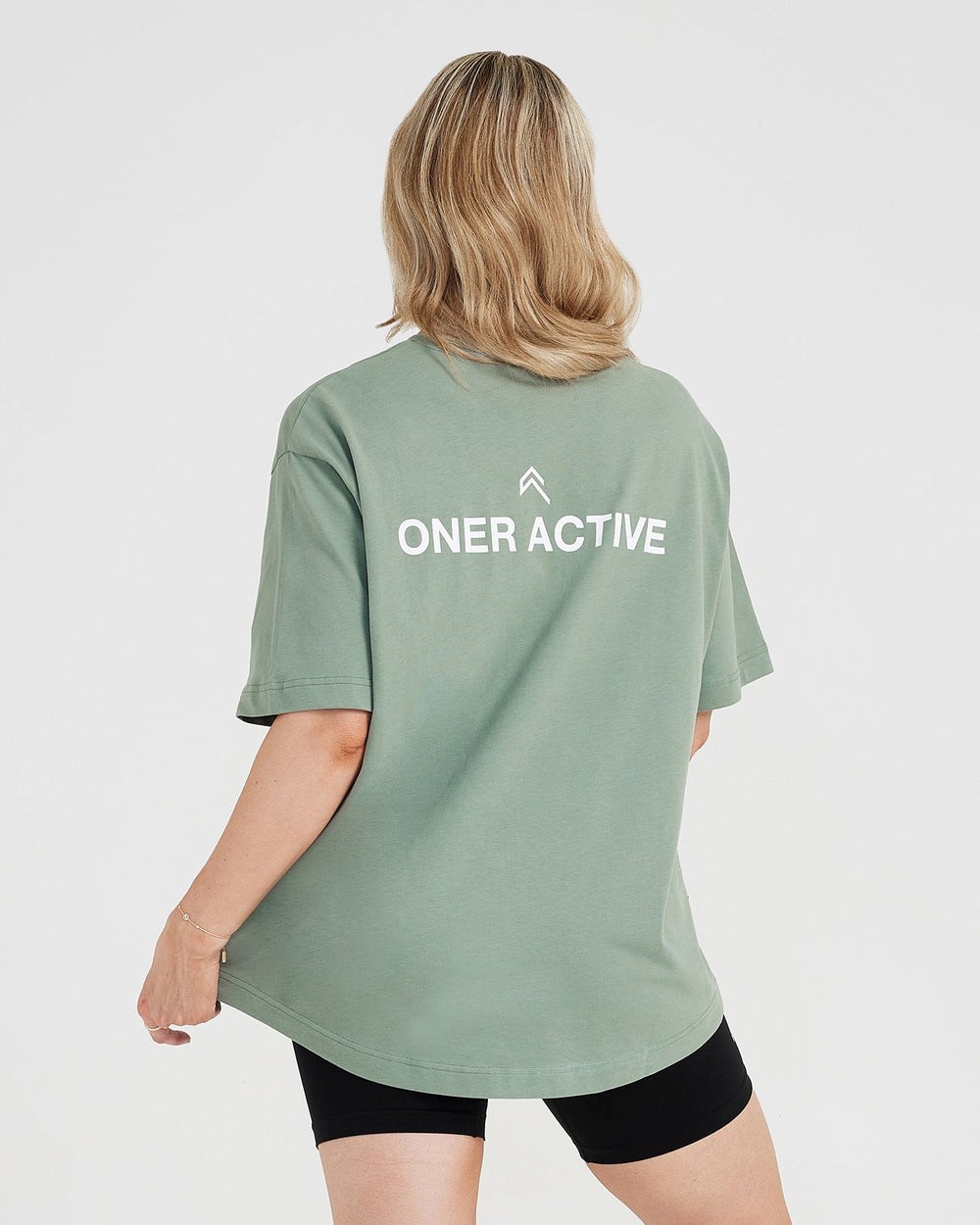 Washed Sage Oner Active Graphic Oversized Short Sleeve Tee | 0936BKWDX