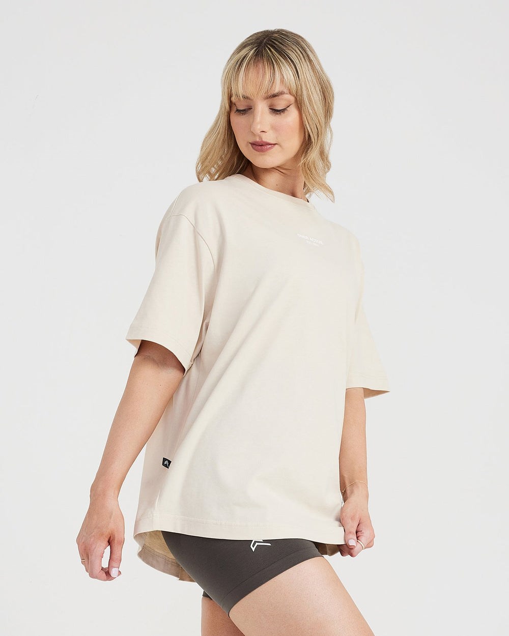 Washed Sand Oner Active Graphic Oversized Short Sleeve Tee | 1346RYWPK