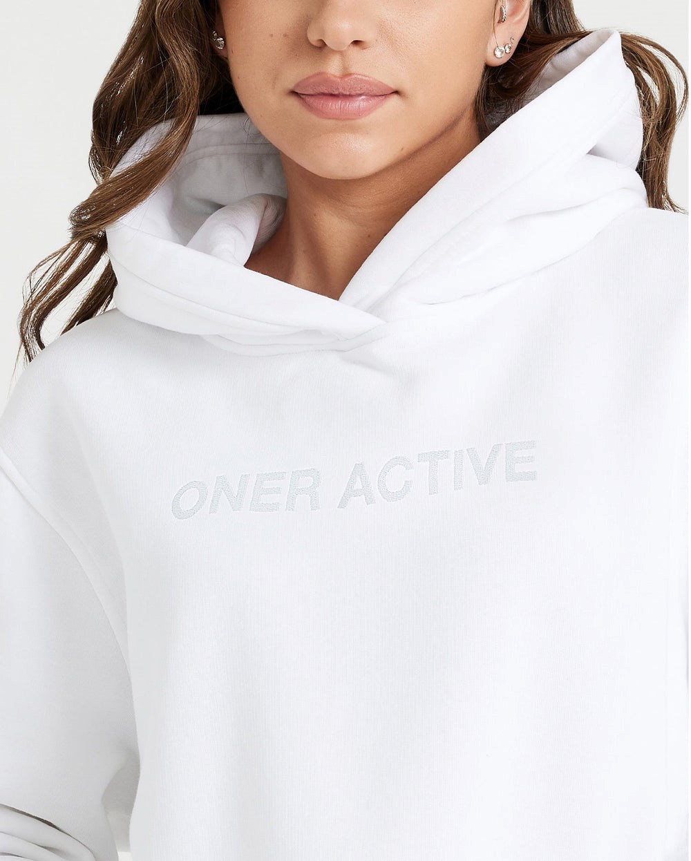 White Oner Active Classic Lounge Oversized Hoodie | 8031SJNXK