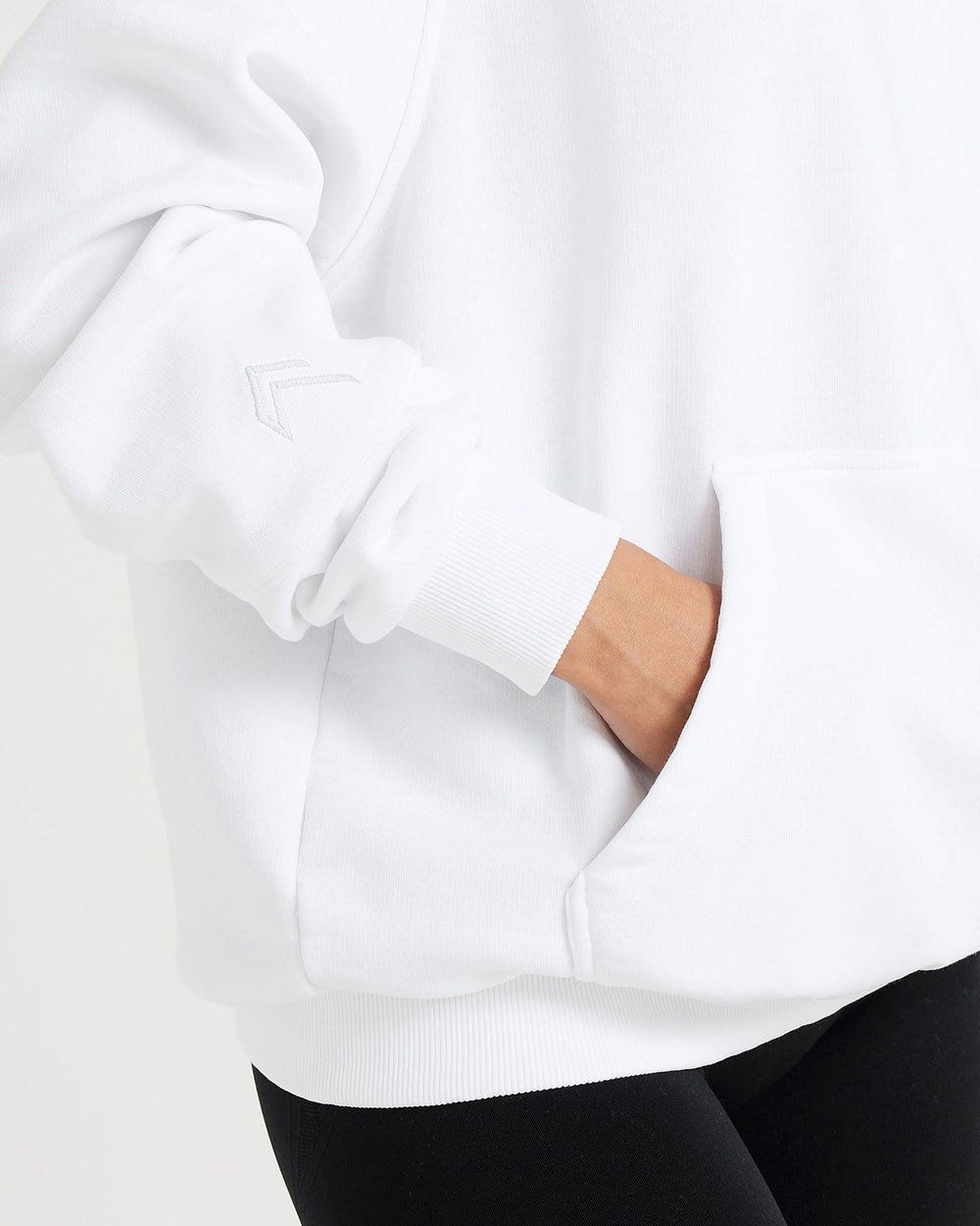 White Oner Active Classic Lounge Oversized Hoodie | 8031SJNXK