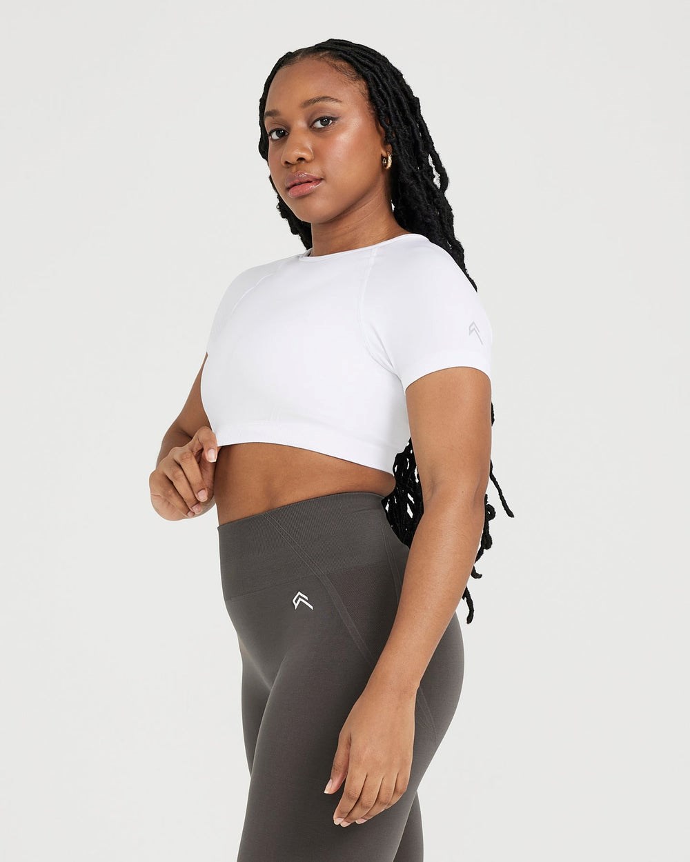 White Oner Active Effortless Seamless Short Sleeve Crop Top | 9752RKPIB