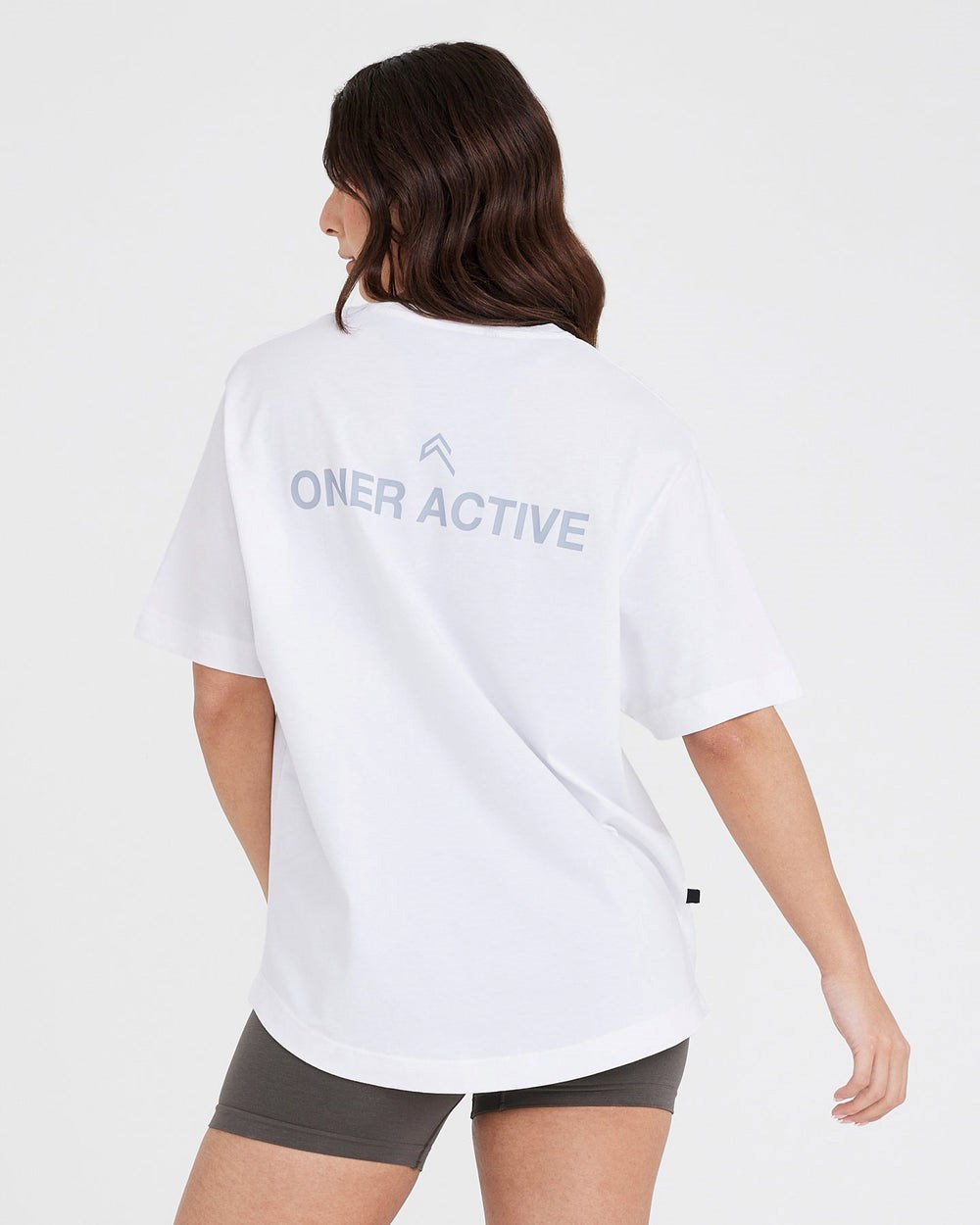 White Oner Active Graphic Oversized Short Sleeve Tee | 2708UGXIS