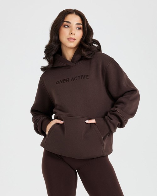 70% Cocoa Oner Active Classic Lounge Oversized Hoodie | 6417MLKDR