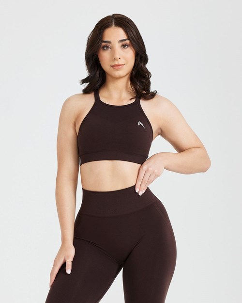 70% Cocoa Oner Active Effortless Seamless High Neck Bralette | 6283WXLJC