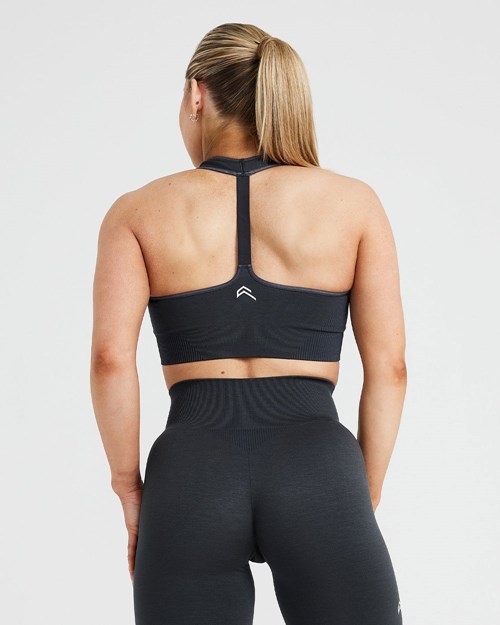 Coal Marl Oner Active Classic Seamless 2.0 V-Neck Bralette | 2536NMHQG