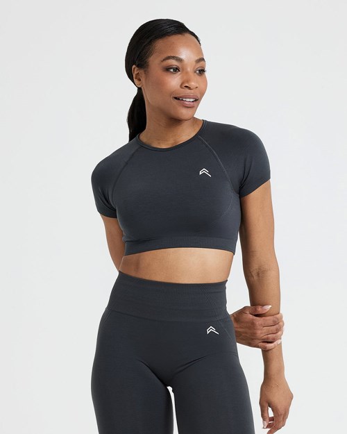 Coal Oner Active Effortless Seamless Short Sleeve Crop Top | 1765NTGWO