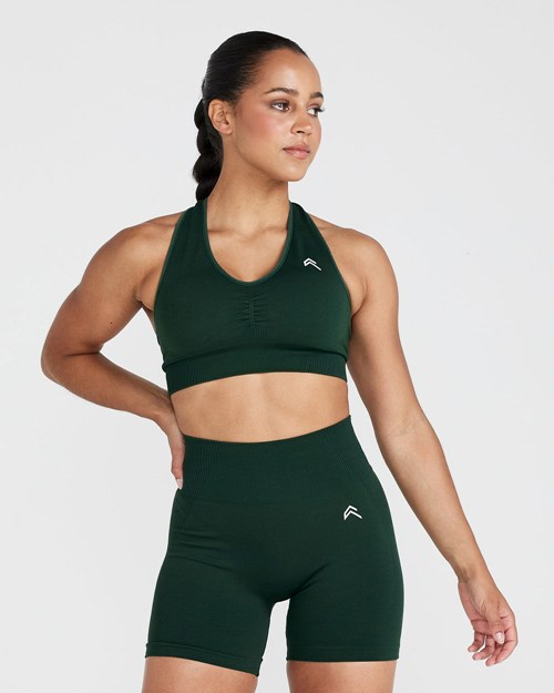 Evergreen Marl Oner Active Classic Seamless 2.0 V-Neck Bralette | 6981LQVKG