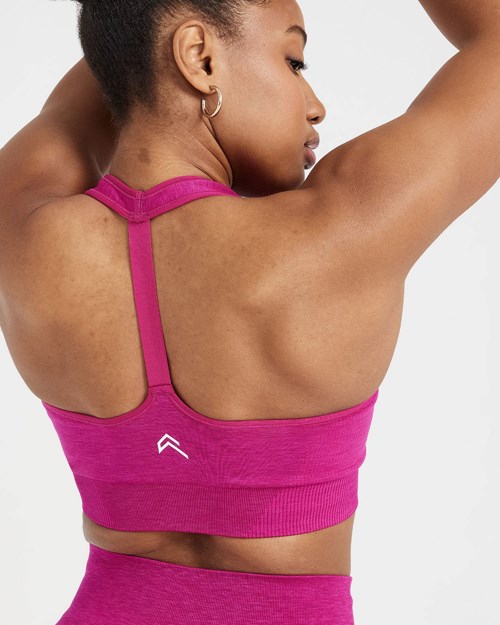 Fuchsia Marl Oner Active Classic Seamless 2.0 V-Neck Bralette | 0295HMGZI