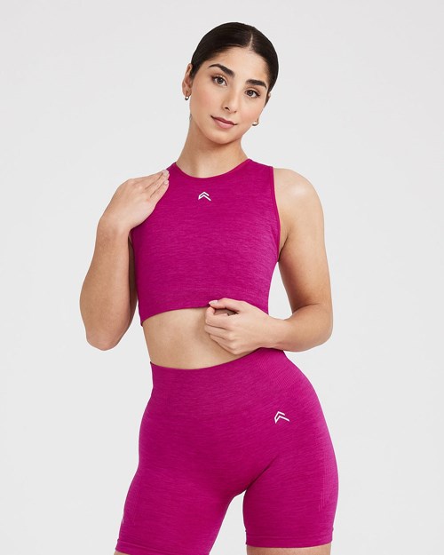 Fuchsia Marl Oner Active Classic Seamless 2.0 Crop Top | 1873UOKXC