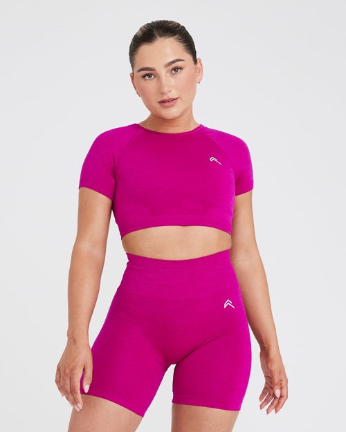 Fuchsia Oner Active Effortless Seamless Short Sleeve Crop Top | 1792QKWOY