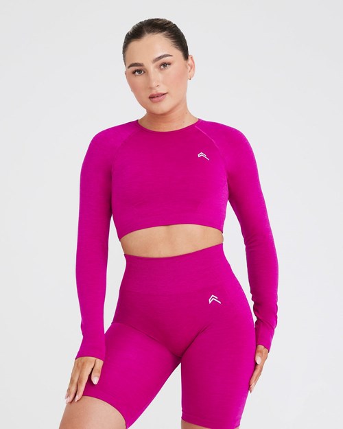 Fuchsia Oner Active Effortless Seamless Long Sleeve Crop Top | 6487JGZUD