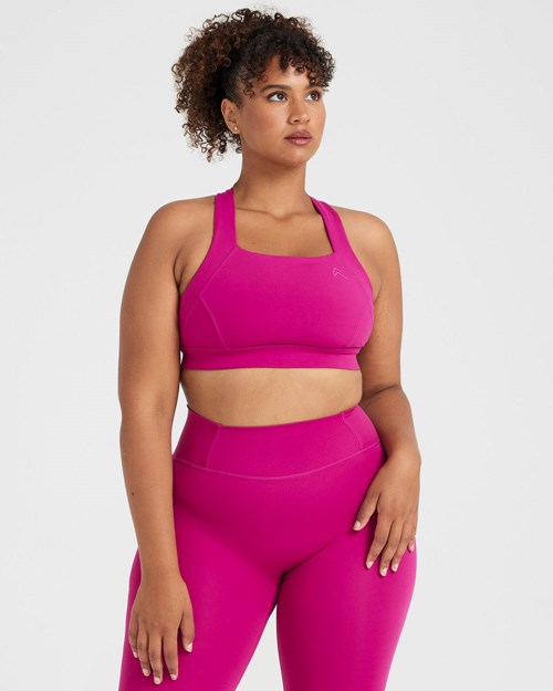 Fuchsia Oner Active Timeless Square Neck Bralette | 4659CDBHA