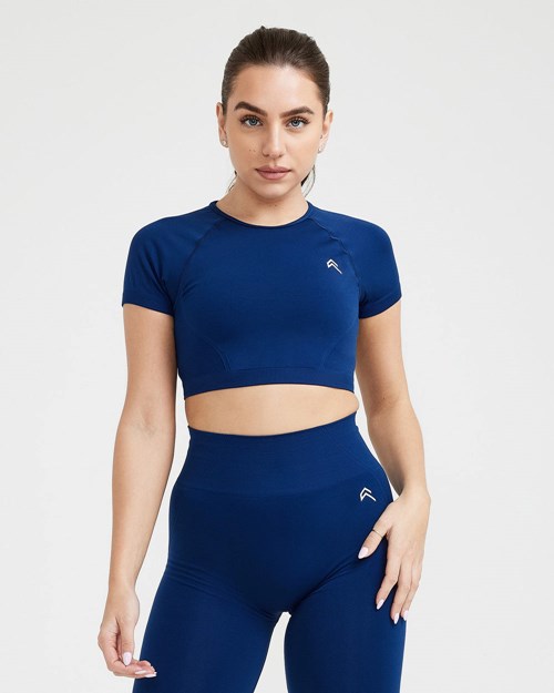 Midnight Oner Active Effortless Seamless Short Sleeve Crop Top | 1589RGCDS