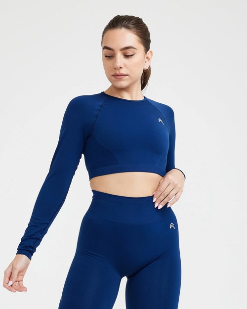 Midnight Oner Active Effortless Seamless Long Sleeve Crop Top | 3962PFOGQ