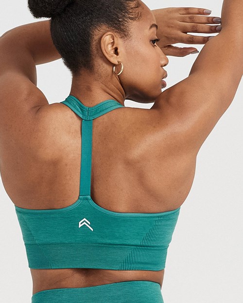 Mineral Green Marl Oner Active Classic Seamless 2.0 V-Neck Bralette | 3504XJIPY