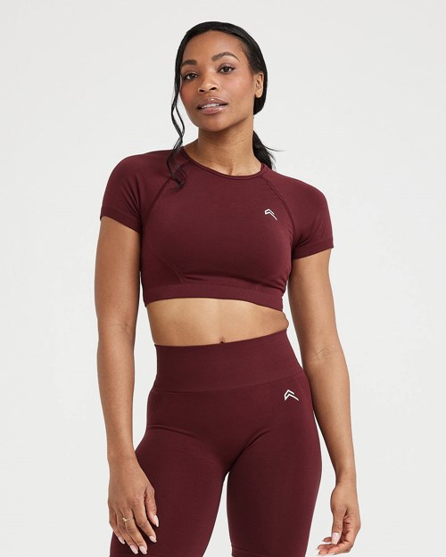 Rosewood Oner Active Effortless Seamless Short Sleeve Crop Top | 5241XZNQR