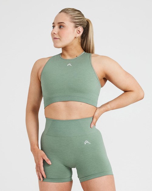 Sage Marl Oner Active Classic Seamless 2.0 Crop Top | 7048HWIXF