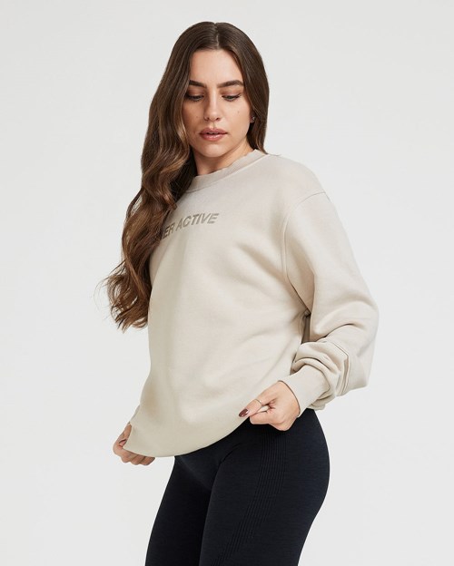 Sand Oner Active Classic Lounge Oversized Crew Neck | 8952IUNRO