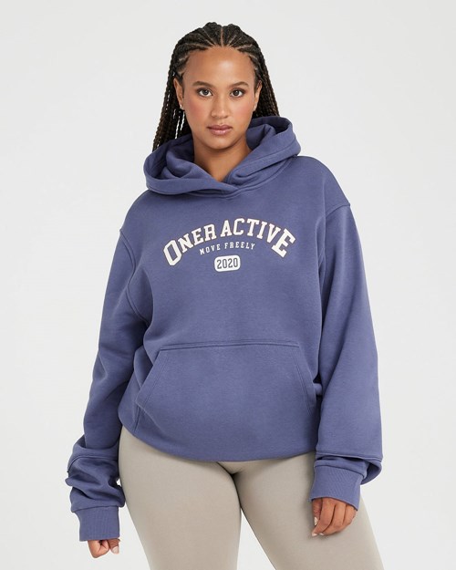 Slate Blue Oner Active Oversized Club Hoodie | 3105DZQVT