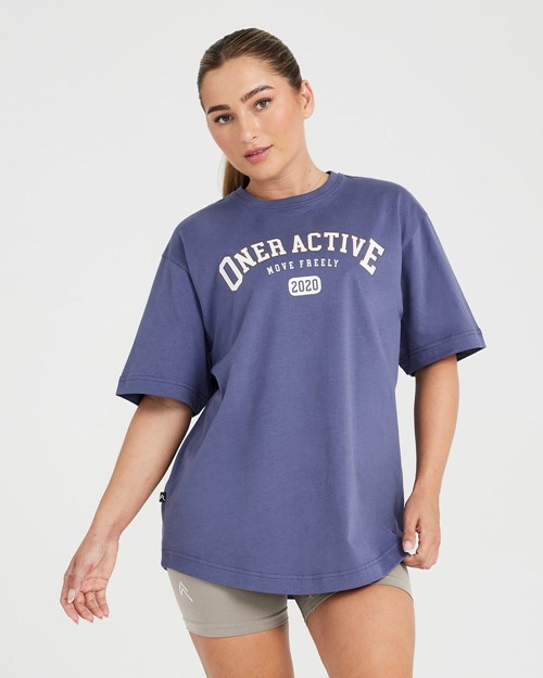 Slate Blue Oner Active Oversized Short Sleeve Club Tee | 1243OKREX