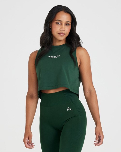 Washed Evergreen Oner Active Graphic Jersey Tank | 3917LNBIR