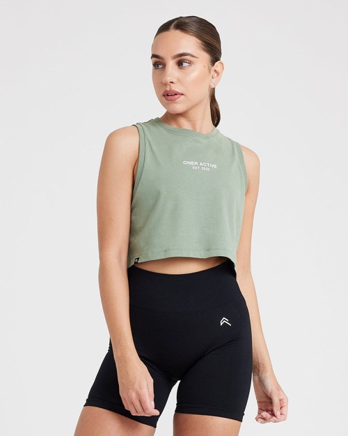 Washed Sage Oner Active Graphic Jersey Tank | 4052KWABD