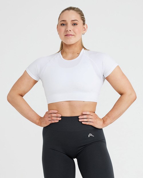 White Oner Active Classic Seamless 2.0 Short Sleeve Crop Top | 6718ARXUL