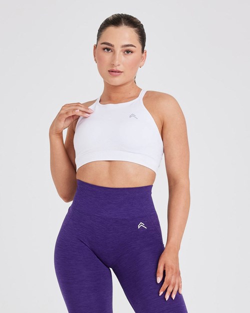 White Oner Active Effortless Seamless High Neck Bralette | 0387VRTKY